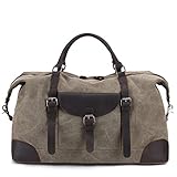 BHBYAFASH Reisetasche Travelite Sporttasche, Reise Reisetasche Retro Leinwand Große Kapazität Gepäck Handtasche Sport Outdoor Übernachtung Wochenende Tote Schulter Umhängetasche(Armeegrün)