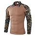 ZYSK Camisas Airsoft Tacticos Paintball Combate BDU Camisas de Manga Larga Camo Camisetas Táctico Caza con Cojines de Codo Hombres Camiseta Slim fit de Camuflaje con Cremallera 1/4 y Bolsillos