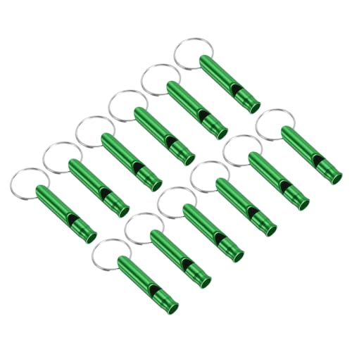 Sifflet d'urgence PATIKIL en aluminium vert vendu par lot de 12 pièces avec porte-clés intégré