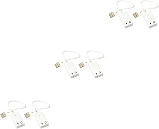 UKCOCO 6 pcs computer sound card USB sound card for laptop USB sound card adapter external audio card external sound card for laptop USB sound card 7.1 white Desktop stand-alone computer