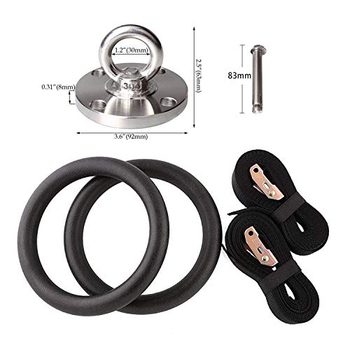 Kovas Gymnastic Rings Adjustable Straps with SUS304 Stainless Steel Ring Mounts,Gymnastic Rings for Full Body Strength and Muscular Bodyweight Training,2 Stainless Steel Heavy Duty Universal Hangers