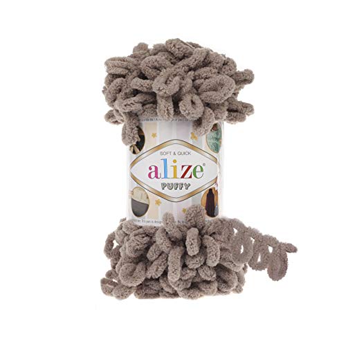 Alize Puffy Knitting Yarn 100 g, Patented Innovation, Loop Knitting without Needles, Colour: 530 Beige