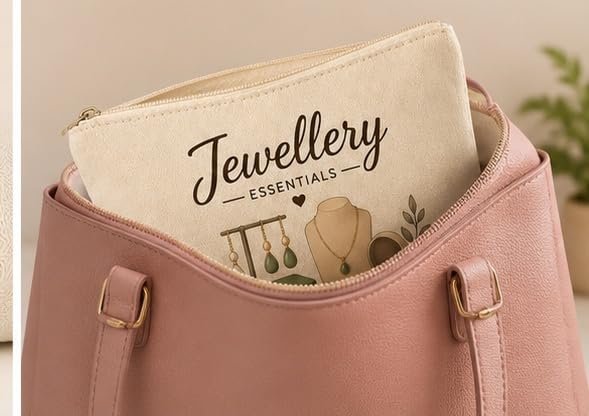 Image of DRUDRAYA Canvas Jewellery Pouch | Printed Storage Zipper Bag (Pack of 2)