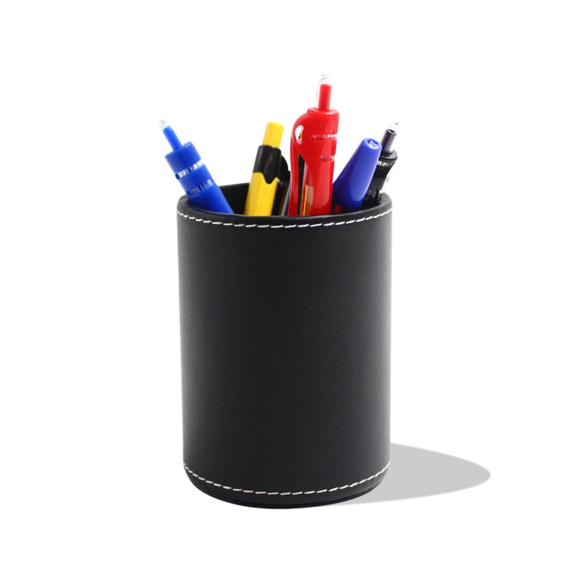 MAGICLULU 3piezas Portalápices Redondo De Piel Pu Para Oficina Organizador De Pinceles De Maquillaje y Utensilios De Escritorio Negro