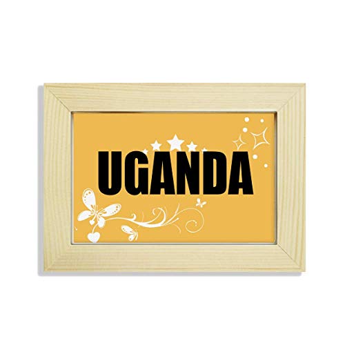 Cuadro de madera de Uganda para escritorio con foto floral 2