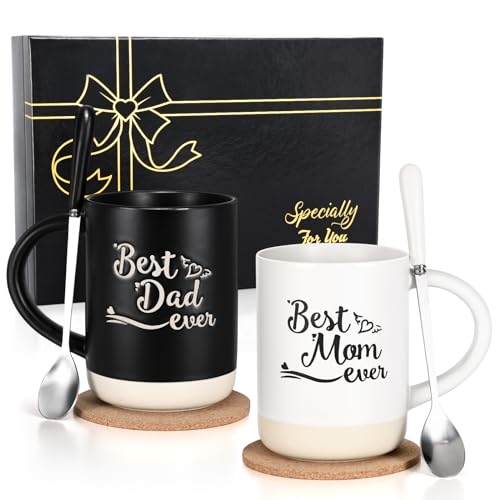 Cabtnca Mom and Dad Mugs, Mothers Day Mom&Dad Gifts, Best Mom Dad Ever Mug, New Parents Gifts for...