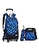 Trolley Bag School 3pcs Sac à Dos avec roulettes Cartable Roulette Bagages Cabine Loisir Voyage Enfant Fille Garçon 6 Roues 32 * 47 * 19CM