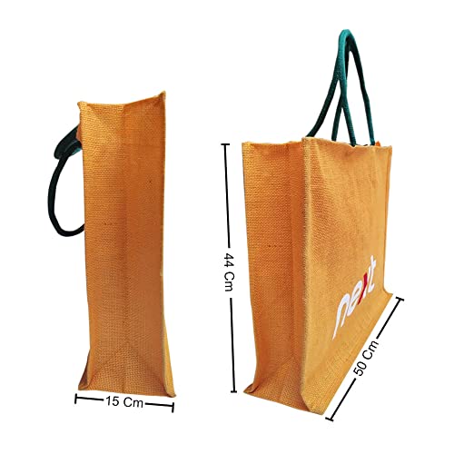 Image of Mats Avenue Hand Crafted Extra Large Jute Shopping Bag Multi Purpose for Shopping Travel, Picnic and Many More 50X44X15 CM Color May Vary