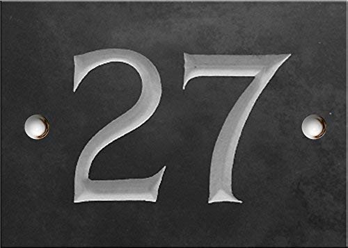 Engraved Slate House Number Sign - 1 to 99 (Select Your Number here) - Number 27 (Same Day Dispatch by 1st Class Post!!!) โ image 1