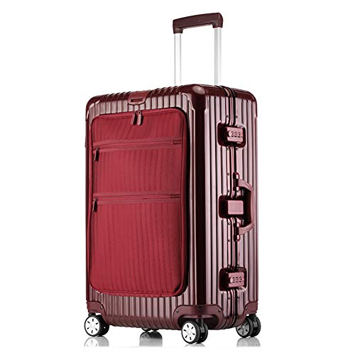 Preisvergleich Produktbild WLDOCA Leichte Handgepäck Koffer, Hartschalen-Handgepäckkoffer mit Zahlenschloss und 4 Spinner-Rädern,Metallisch,18inch