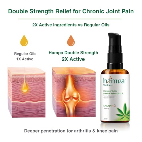 Image of Hampa Knee & Joint Pain Relief Oil 30ml | Arthritis Pain Relief Oil | Ayurvedic Double Strength Oil for Stiffness, Mobility & Chronic Joint Pain | With Vijaya, Hemp, Arnica & Ashwagandha