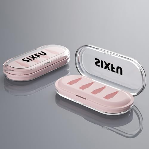 Image of SIXFU Portable Storage Box Case for Apple Pencil Tips, Apple Pencil Pro / 2nd Generation / 1st Generation /USB-C Tips Case.(4 Tip Slot,Clear+Pink)