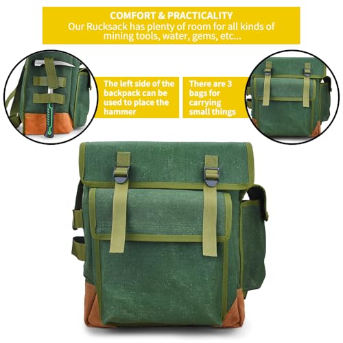 YTYLSJ 16-Piece Geological Rock Hammer Kit, Portable 32-ounce Hammer and Chisel Backpack Set, Suitable for Rock Hunting, Gold Mining, Ideal for Beginners and Enthusiasts.(yellow) - Thumbnail 5