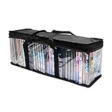 DVD Storage Bag, Portable CD Media Collection Bag, Hold Up 30 DVDs, DVD Case with Zipper Closure & Handles, Stackable Video Games Organization, 1 Pack