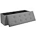 SONGMICS Banc de Rangement Pliable, Pouf, Coffre, Bout de Lit, Banquette, 110 x 38 x 38 cm, Tissu Façon Lin, Charge 300 kg, pour Entrée, Chambre, Salon, Gris Clair LSF077G05