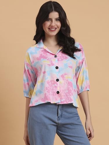 Image of Women's Cotton Blend Printed Combo (Pack of 2) Shirts - 3 /4 Sleeves V Collar Neck (COMBO1744)