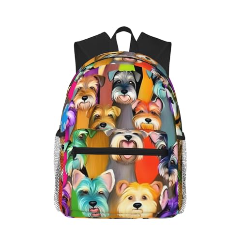 Sac à dos motif schnauzer en noir élégant au design soigné et léger