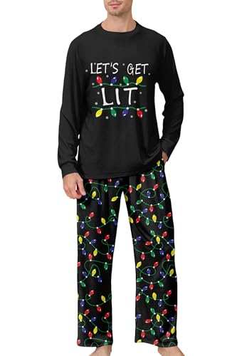 ALISISTER Mens Christmas Pajamas Set Long Sleeve Pjs Shirt and Pants 2 Piece Xmas Sleepwear