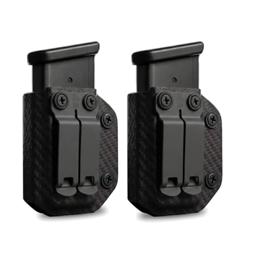 HolsterBuilder Magazine Holster 2 Pack IWB/OWB Carbon Fiber - Glock 9/40 (17/19/19x/22/23/26/27/31/32/33/35/44/45) - Concealment Mag Carrier - Magazine Pouch for Men & Women - Blk