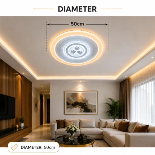 Image of FILLISKA Aluminium Luxurious 3 in 1 Led Ceiling /Wall Chandelier Light with 3 Step Colour Changing Function (Acrylic White-666)