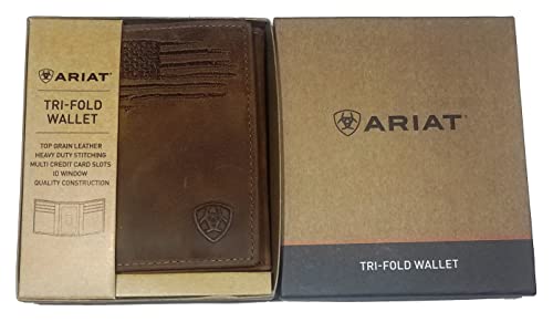 Custom 12 Gauge Shotgun ARIAT Faded Flag Trifold Leather Wallet4