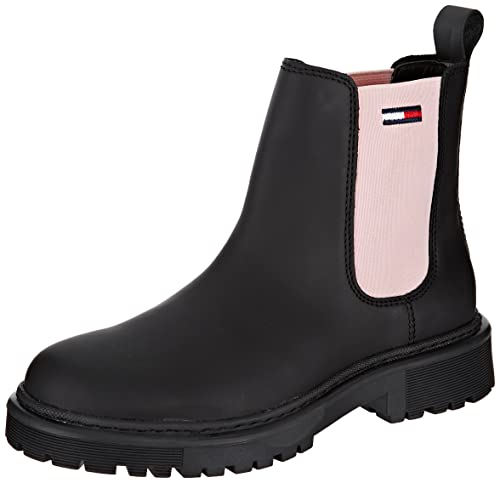 Tommy Jeans Damen POP Elastic Chelsea EN0EN01989 Niedrige Stiefel, Schwarz,...