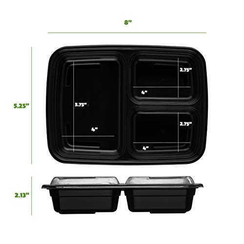 [50 Sets] 24 Oz. Meal Prep Containers With Lids, 3 Compartment Lunch Containers, Bento Boxes, Food Storage Containers #TOP6