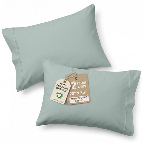 Image of Lane Linen 100% Organic Cotton Pillow Cases King Size (20 inchx36 inch) - King Size Pillow Cases Set of 2 - Certified Organic Cotton Pillowcases - King Pillow Cases - French Blue