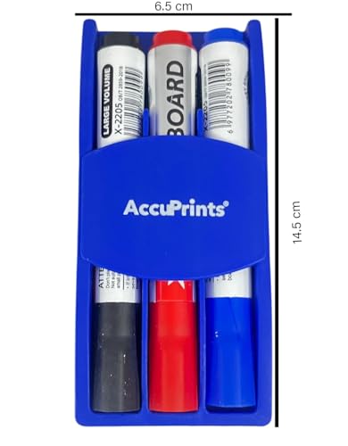 Image of AccuPrints Set of 3 White Board Marker with Magnetics Dusters | Markers for White Board Magnetics Dry Erase Markers Fine Tip Low-Odor Whiteboard Markers with Dusters (Magnetic Duster 3 Set) (A6P0)
