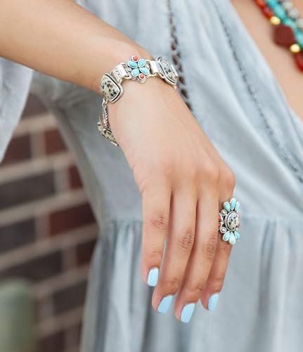 Barse Jewelry Legacy Blue Turquoise and Dalmatian Jasper Golden Bracelet2