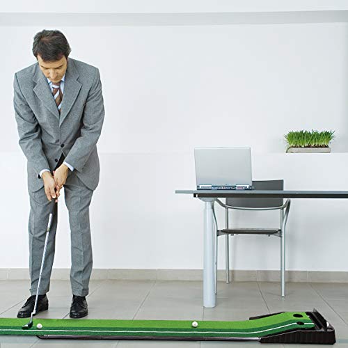 Vav Golf Putting Green Mat And Alignment Mirror Combo With Ball Return, Golf Putting Green Trainer, Golf Practice Putting Green For Home, Office, Backyard, Mirror Size 12.2”L X 5.7”W #TOP5