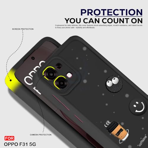 Image of AESTMO Back Case Cover for Oppo F31 / F33 5G Cover | Cute Fun Cartoon 3D Ball | Coffee Silicone Case | Full Body Protection | Camera Protection Back Oppo F31 / F33 5G (Black)