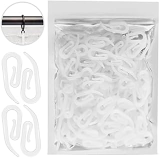 Yuhman Curtain Hooks Plastic White Pack of 120  2.8cm x 1.2cm Premium & Heavy-Duty Drapery Hooks - Ideal for Windows, Doors & Shower Curtains - Fits All Types of Curtains