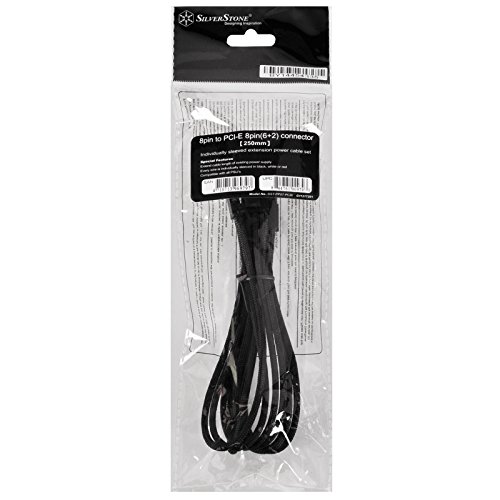 Image of SilverStone Technology PP07-PCIB Sleeved Extension Power Supply Cable with 1 x 8-Pin to PCI-E 8-Pin Connector, SST-PP07-PCIB