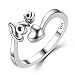 Produktbild Damen Ringe Verstellbare 925 Sterling Silber Liebes Herz Eröffnung Ringe Modeschmuck Geschenke für Frauen Mädchen