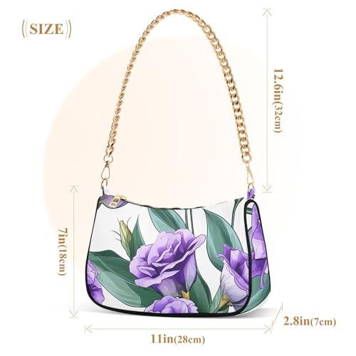 Flowers White Ladies Shoulder Bag Floral for Women Retro Formal Purse Hobo Animal Tote Handbag Zipper Closure3