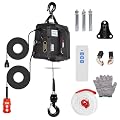 3-in-1 Portable Winch, 1100lbs Electric Hoist Winch, 25ft Height Crane Winch Hook Pulley Lifting Strap with Wired & Remote Control