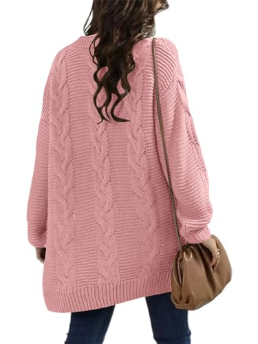 Image of Womens Oversized Chunky Open Front Cardigan Sweaters Cable Knit Long Sleeve Cardigans Outwear Coats