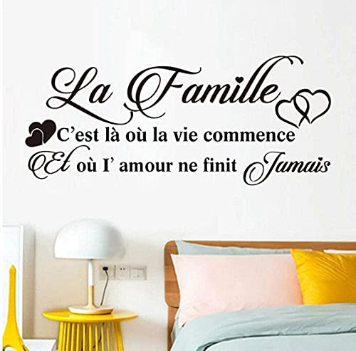 Stickers muraux et peintures murales d'art citations françaises salon art famille romantique 57x23cm