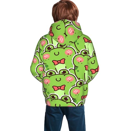 Cute Green Frog Kid Hoodies Boys Sweatshirts Girls Pullover with Pocket4