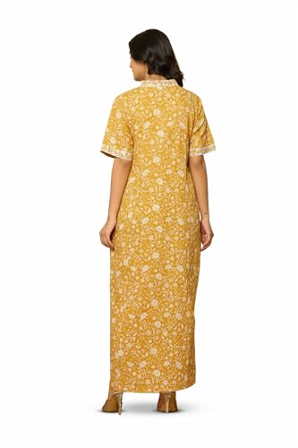 Image of NIHSAMAH Cotton Nighty for Women - Embroidered & Printed Stylish Night Gown, Comfortable Sleepwear Long Nightwear, Maxi