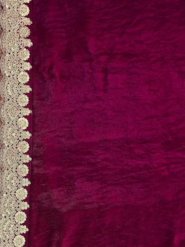 Image of SIRIL Women's Tissue Silk Sequins Embroidery Saree with Unstitched Blouse Piece