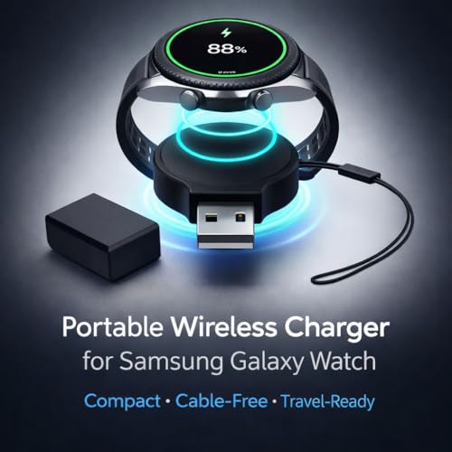 Image of Mizi Portable Samsung Galaxy Watch 7 /6 /5 /4 /3 Charger USB Travel Cordless Wireless Charger Keychain for Samsung Galaxy 4 Classic Watch 3 Active Active 2 Gear S3 - Black