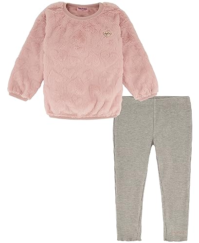 Image of Juicy Couture Baby Girls 2-Piece Faux Fur Pullover & Legging Set, Everyday Wear, Comfortable & Stylish