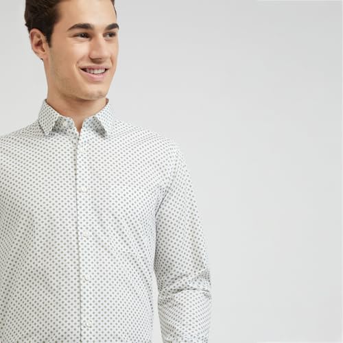 Image of Raymond Men's Pure Cotton Print Pattern Slim Fit Regular Collar Full Sleeve Casual Shirt