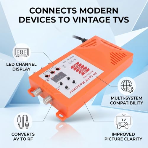Modulador AV a RF con conmutación de canales UHF para conectar consolas 4