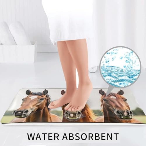 Alfombrilla de baño de microfibra antideslizante lavable a máquina con bonito diseño de caballos 7