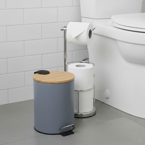 Caneca de basura gris con tapa de bambú 2.5L