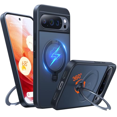 TORRAS 360 Spin Magnetic Stand for Google Pixel 10 Pro XL case, Compatible with Magsafe, 4X Military Drop Protection, Slim for Google Pixel 10 Pro XL Phone Case with Kickstand, Black Pixel 1