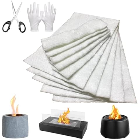 Tabletop Fire Pit Ceramic Wool Wick for ROZATO, EDELFELD, Roundfire, Colsen, Flammtal Tabletop Firepit to Extend Burning Time, Sponge Cotton Core for Ethanol Tabletop Fires 10 PCS Cover